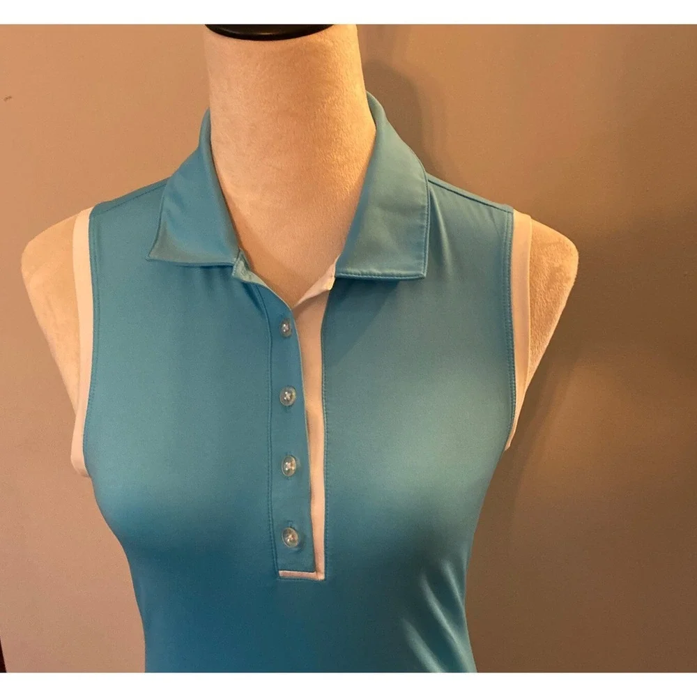 Nike Dri Fit  Wmn's XS  Sleeveless Golf Shirt, Lt  blue/white trim Active wear